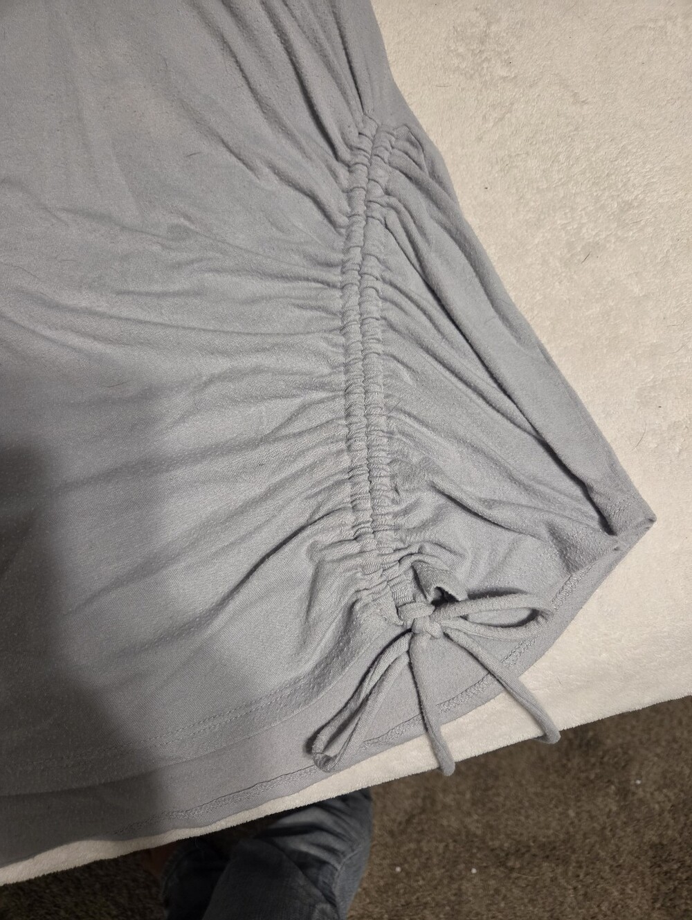 Light blue Ruched Drawstring Top - Picture 3 of 5